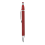 Draaibare aluminium pen met metalen clip, blauwe inkt kleur donkerrood