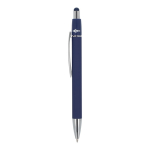Draaibare aluminium pen met metalen clip, blauwe inkt kleur donkerblauw