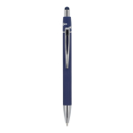 Draaibare aluminium pen met metalen clip, blauwe inkt kleur donkerblauw tweede weergave