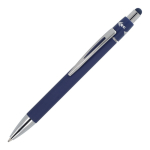 Draaibare aluminium pen met metalen clip, blauwe inkt kleur donkerblauw derde weergave