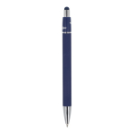 Draaibare aluminium pen met metalen clip, blauwe inkt kleur donkerblauw vierde weergave
