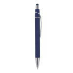 Draaibare aluminium pen met metalen clip, blauwe inkt kleur donkerblauw vijfde weergave