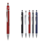 Draaibare aluminium pen met metalen clip, blauwe inkt