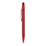 Balpen met stylus en metalen clip, blauwe inkt kleur rood