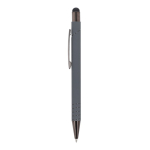 Balpen met stylus en metalen clip, blauwe inkt kleur grijs