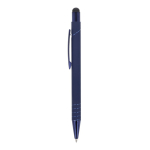 Balpen met stylus en metalen clip, blauwe inkt kleur donkerblauw