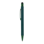 Balpen met stylus en metalen clip, blauwe inkt kleur donkergroen