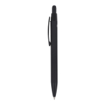 Gerecyclede aluminium pen met soft-touch, blauwe inkt kleur zwart