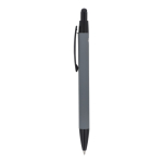 Gerecyclede aluminium pen met soft-touch, blauwe inkt kleur grijs