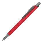 Aluminium balpen met metalen clip en soft-touch, blauwe inkt kleur rood