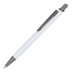 Aluminium balpen met metalen clip en soft-touch, blauwe inkt kleur wit