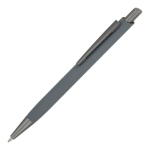 Aluminium balpen met metalen clip en soft-touch, blauwe inkt kleur grijs