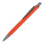 Aluminium balpen met metalen clip en soft-touch, blauwe inkt kleur oranje