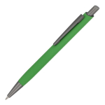 Aluminium balpen met metalen clip en soft-touch, blauwe inkt kleur limoen groen