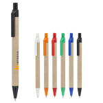 Papieren balpen met gekleurde kunststof details, blauwe inkt