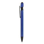 Gerecyclede aluminium pen met stylus, blauwe inkt kleur blauw