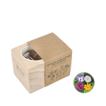 Zaaikit met potjes en substraat van kokosvezel met afdrukgebied