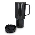 Thermobeker 1L met zijhandvat en rietje, lekvrije deksel kleur doorzichtig zwart zesde weergave