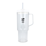 Thermobeker 1L met zijhandvat en rietje, lekvrije deksel met afdrukgebied