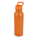 Roestvrijstalen thermofles met drinktuit en draaglus 500 ml kleur oranje