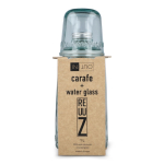 Karaf met metalen dop en bijpassend glas 1L,  gemaakt in EU kleur doorzichtig tweede weergave