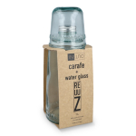 Karaf met metalen dop en bijpassend glas 1L,  gemaakt in EU kleur doorzichtig vierde weergave