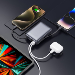 Bedrukbare powerbank met LED-scherm en snelladen 20.000mAh kleur donkergrijs vijfde weergave