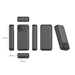 Compacte powerbank met snelladen en LED-display 20.000mAh kleur zwart vierde weergave