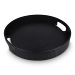 Dienblad van gecertificeerd hout met handgrepen kleur zwart