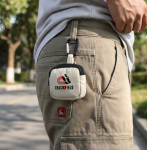 Oordopjeshoesje met karabijnhaak en ritssluiting kleur beige zesde weergave