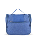 Toilettas van gerecycled plastic met binnenhaak en handvat kleur blauw