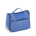 Toilettas van gerecycled plastic met binnenhaak en handvat kleur blauw derde weergave
