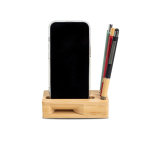 Multifunctionele standaard van bamboe met geluidsversterker