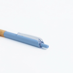 Balpen met transparante clip en bamboe grip, zwarte inkt