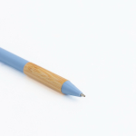 Balpen met transparante clip en bamboe grip, zwarte inkt