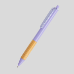 Balpen met transparante clip en bamboe grip, zwarte inkt