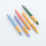 Balpen met transparante clip en bamboe grip, zwarte inkt