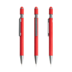 Aluminium pen met spinner en touchpunt, blauwe inkt kleur rood
