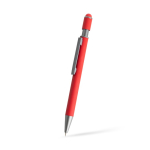 Aluminium pen met spinner en touchpunt, blauwe inkt kleur rood