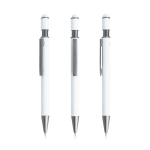 Aluminium pen met spinner en touchpunt, blauwe inkt kleur wit