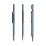 Aluminium pen met spinner en touchpunt, blauwe inkt kleur lichtgrijs