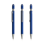 Aluminium pen met spinner en touchpunt, blauwe inkt kleur marineblauw