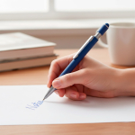 Aluminium pen met spinner en touchpunt, blauwe inkt