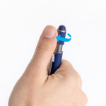 Aluminium pen met spinner en touchpunt, blauwe inkt