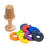 Kurkstop voor fles met gekleurde markeerringen voor glazen