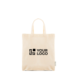 Tas van recycled katoen en plastic met korte hengsels 140 g/m²