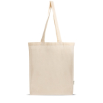 Tas van gerecycled katoen en plastic met bodemvouw 140 g/m2 kleur beige