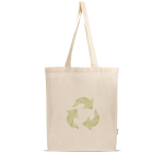 Tas van gerecycled katoen en plastic met bodemvouw 140 g/m2