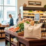 Opvouwbare katoenen tas met bodemvouw en hengsels 150 g/m²