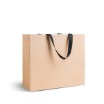 Premium matte papieren tas met zijvouw en handgrepen 9kg kleur beige